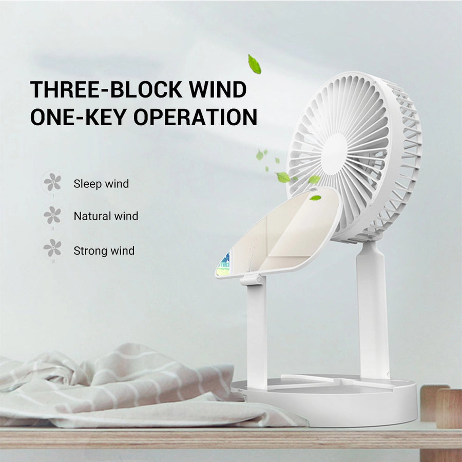 FRESH AIR™ FOLDING FAN WITH BEAUTY MIRROR AND HUMIDIFIER